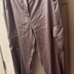 Babaton Satin Cargo Pants in Tan size 12